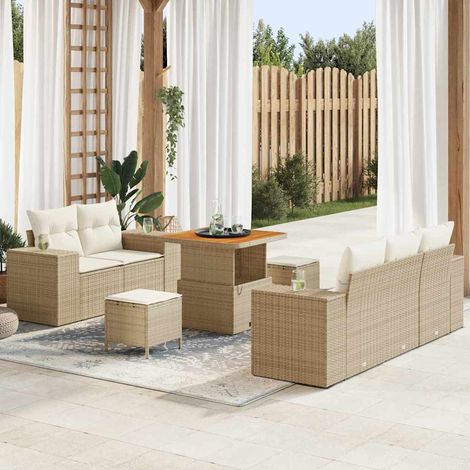 Gartensofa-set mit Kissen 8 pcs Beige Poly-Rattan vidaXL (1/5)