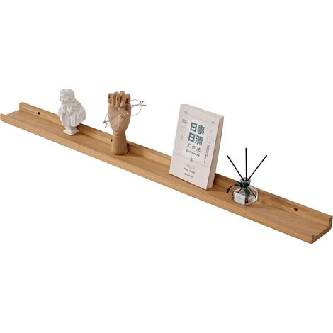Étagère Murale Flottante en chêne Massif, Design Rustique avec Rebord, pour radiateur et Affichage Mural, pour Salon, Cuisine, Chambre, 120 cm (1/5)