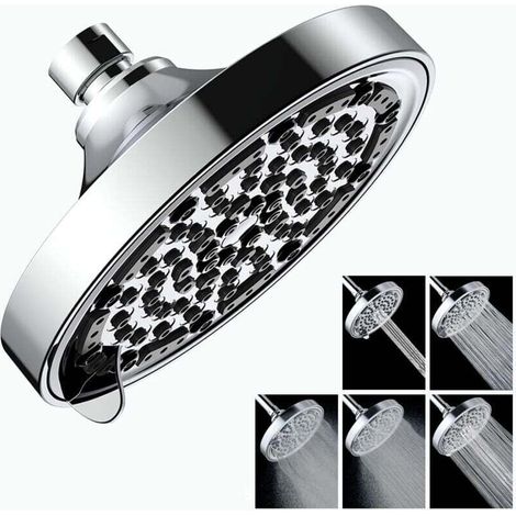 5-Mode Rain Shower Head, 15cm High-Pressure Shower Head, Water-Saving Shower Head, Universal Rain Shower Head (1/4)