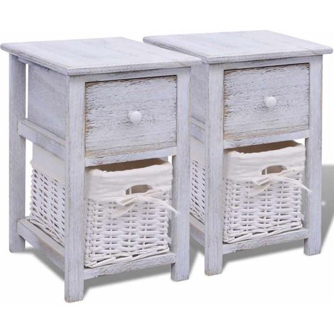 Maison Exclusive - Comodino da Notte Set 2 pz in Legno Bianco (1/5)