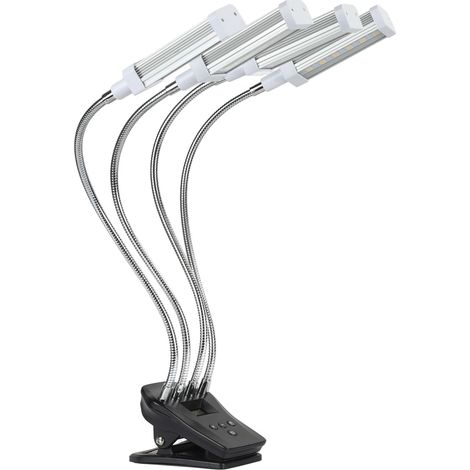 Lampe de croissance pour plantes de jardin 96 W à 4 têtes avec écran LCD, plusieurs modes de gradation, spectre complet, 100-240 V, argentée, prise UE (1/5)