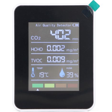 Moniteur de qualité de l'air 5 en 1, détecteur CO2 TVOC HCHO température humidité, testeur avec écran LCD (1/5)