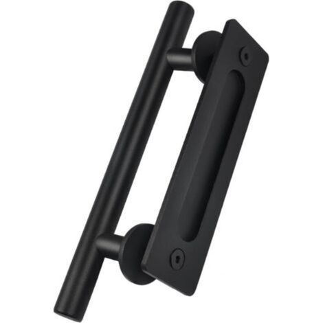 300mm Black Carbon Steel Sliding Door Handle Antique Door Pull for Kitchen Cabinet Bedroom (1/5)