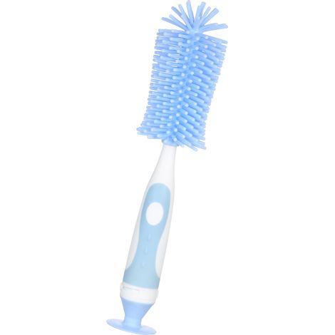 Brosse à biberon en silicone à long manche, nettoyant pour biberons bébé à 360 degrés avec poils doux et base à ventouse, petite brosse détachable pour biberons de lait infantile (1/5)