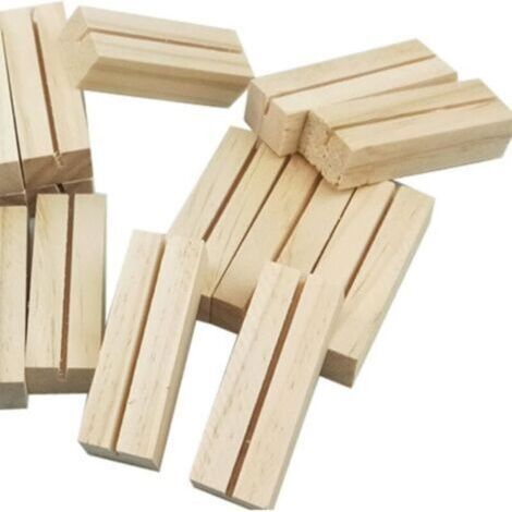 3 Pieces Wooden Holder Stand, Natural Photo Holder, Party Wedding Menu Holder, Wooden Table Place Cards Menu, Natural Wood Place Card Holders for Wedding Reception, Party Table (1/5)