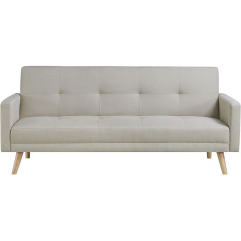 Divano scandinavo convertibile 3 posti in tessuto beige WOODEN