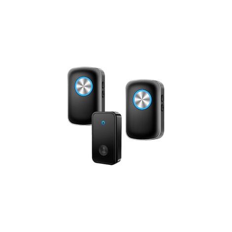 Sonnette sans fil, étanche jusqu'à 150 mètres, signal électronique, kit comprenant 2 récepteurs enfichables, 60 mélodies à 5 niveaux de volume, clignotement LED-AquaForge (1/4)
