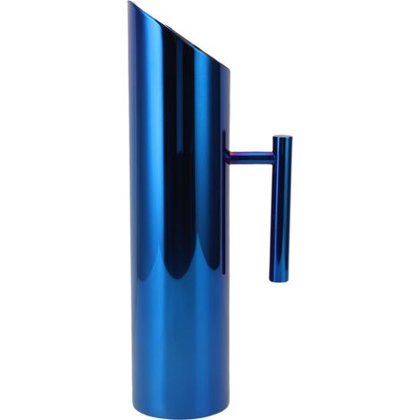 Isolierte Edelstahlkaraffe mit Eisfach, 2 l, Metallgriff, ideal für heiße und kalte Getränke, Tee, Kaffee, Fruchtsäfte, blau. (1/5)