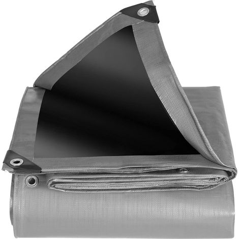 Bâche de Protection avec Œillets, Bâche Industrielle 3x4m, 280 g/m²PE, Imperméable, Résistante aux Déchirures, UV et Intempéries, Bâche Multi-Usage pour Bois, Voiture, Bateau etc., Noir (1/2)