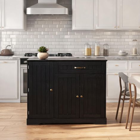 Buffet coloris noir en MDF 107 x 40 x 83,4 cm (1/5)