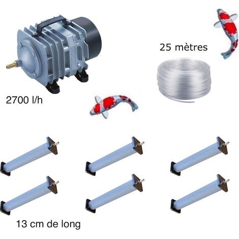 Set aérateur complet bassin de jardin de 3000 à 5000 l. 6 diffuseurs bulleurs (1/5)