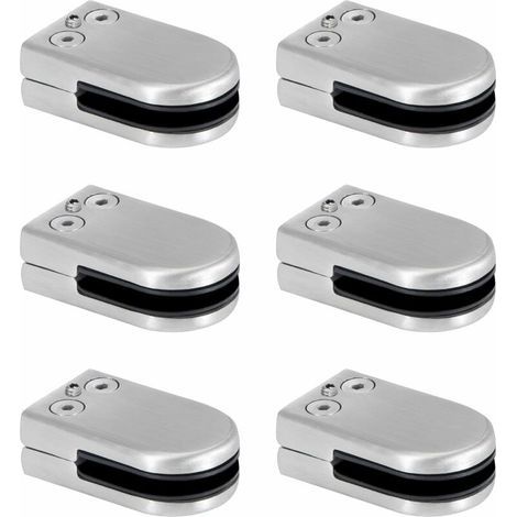 Stainless steel glass clamps – clamp brackets for 6 to 8 mm glass – adjustable for railings and stairs – set of 6