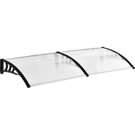 Tejadillo de Protección 195x75 cm Marquesina para Puertas y Ventanas contra Sol y Lluvia con Barras de Aleación de Aluminio Transparente (1/7)