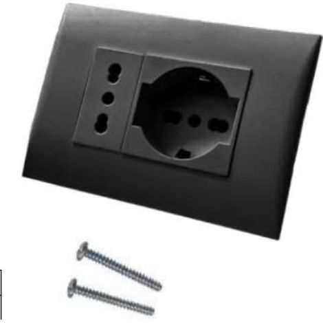 Placca electraline precomposta da 1 presa bivalente 10/16a + 1 presa universale p40 nera - 22111