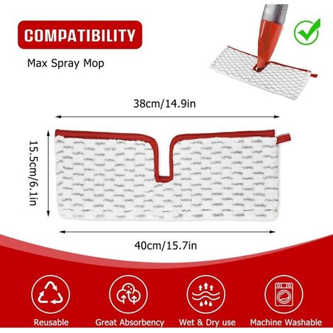 5 Pièces pour Vileda Spray Balai Recharge Kit,2 en 1 Microfibres Réutilisable pour Vileda 1-2 Spray Max Balai Recharge (1/3)