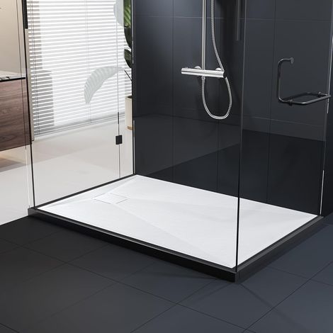 HOROW 1200 x 800 x 40mm White Bathroom Shower Tray for Enclosures Cubicles & Wet Room with Chrome Waste, Rectangular (1/5)