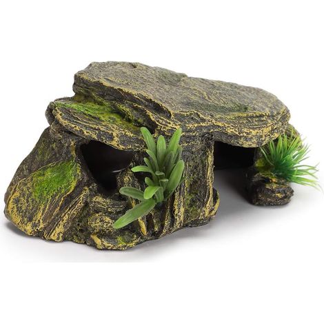 Abris Amphibies Vifs Et Sûrs, Habitat De Reptiles De Tortues en Résine, Grottes Cachées pour Aquarium, Pierre à Se Prélasser 16 X 9,5 X 6,5 Cm (1/5)
