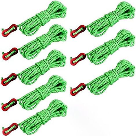 8PCS Corde Tente Camping avec Tendeurs de Tente, Corde de Tente Réfléchissante Corde Camping Corde en Nylon, 4mm4m (1/5)