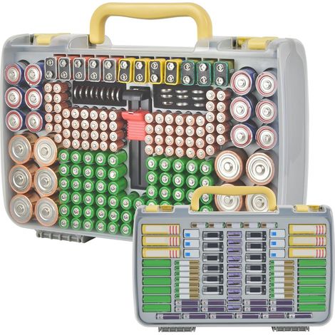 Organisateur de piles de grande capacité 269, avec testeur, porte-piles double face, pour piles AAAAA, C, D, 9 V, lithium, 3 V, CR123, CR1632, 18650, gris (1/5)