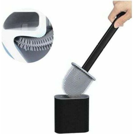 Brosse WC TPR Silicone et Support, Brosse de Toilettes Détachable à Manche Long, Montage Au Sol/Mur avec Base de Filtre à Eau, pour Les Coins et Les Petits Espaces Entre Les Toilettes et Mur (1/4)