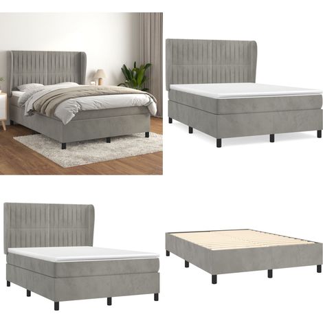 Boxspringbett mit Matratze Hellgrau 140x190 cm Samt - Samtbett - Boxspringbett - Doppelbett - Schlafzimmermöbel - Luxusbett - Home & Living (1/5)