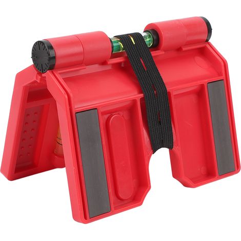 Niveau magnétique professionnel haute précision à 3 fioles, pliable, avec boucle élastique pour poteaux, tuyaux, rampes et panneaux (rouge). (1/5)