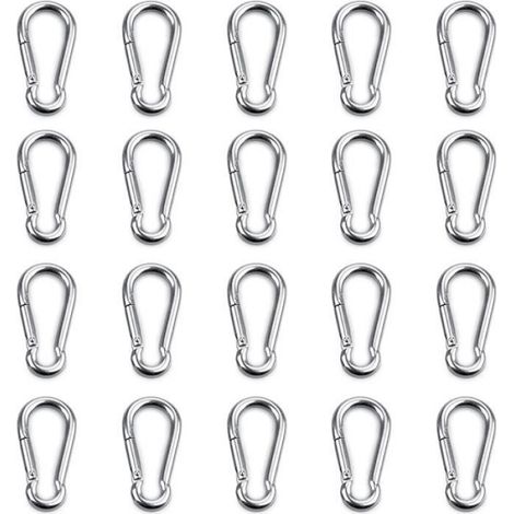 20pcs Mousqueton de Fixation pour Charges Lourdes,Sports, Chiens de Serrure, Hamac Balançoire, en Acier Inoxydable 304,6mm (1/2)