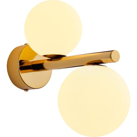 Applique TAIDA moderna ottone, 2 globi vetro bianco G9 (1/2)