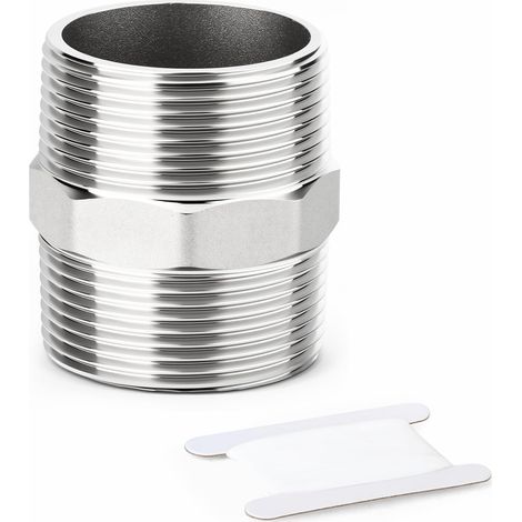 2 pièces de raccords tuyauterie à embout hexagonal en acier inoxydable 304, raccord droit adaptateur pour tuyau mâle BSP 1-1/2" x - 2-1/2"BSP(1Pcs) (1/5)