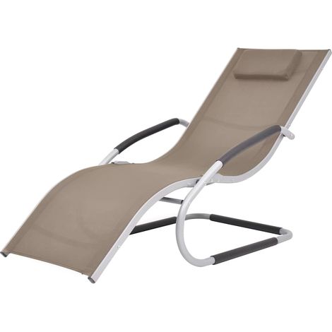 vidaXL Chaise longue avec oreiller Aluminium et textilène Taupe (1/5)