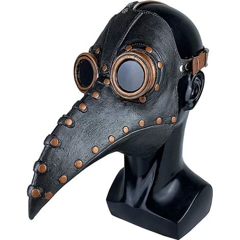 Masque de médecin de la peste, masque de corbeau, masque steampunk à trompe et bec nasique (1/3)
