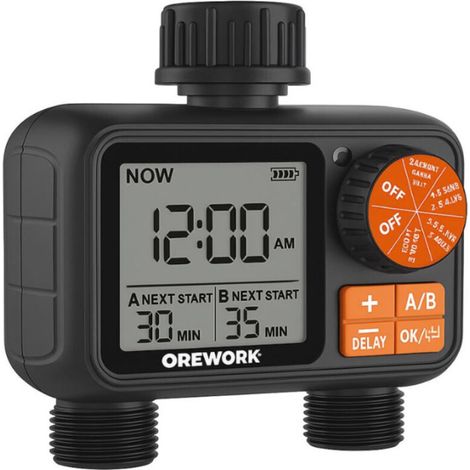 TIMER IRRIGAZIONE AUTOMATICA DIGITALE PROGRAMMATORE IRRIGATORE GIARDINO 2 VIE