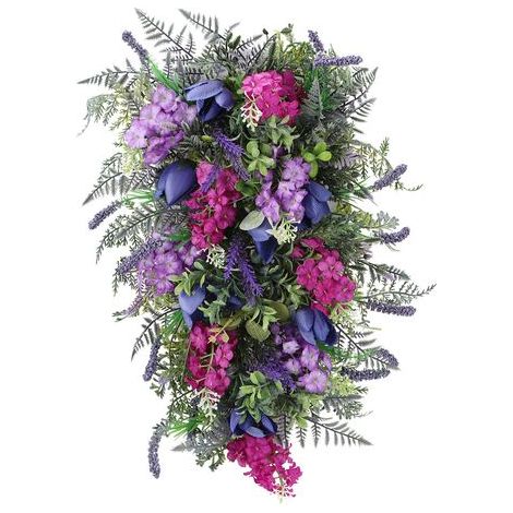 Künstlicher Hortensien-Türschmuck, langlebiger und stabiler künstlicher Sommerkranz für Zuhause, Hochzeiten, Partys, Verandadekoration (Z) (1/5)