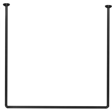 Bastone per tenda doccia universale a forma di U angolare con aste 80X80X80 cm nero asta per tende