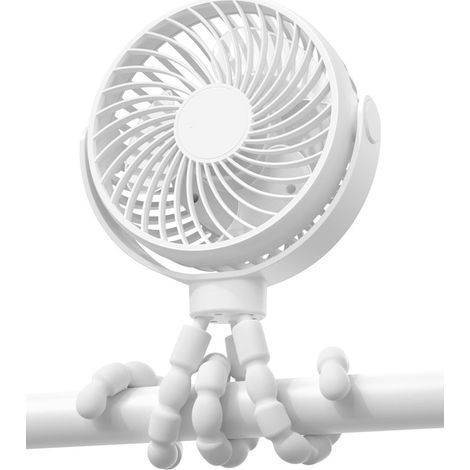 Ventilador flexible para cochecito con rotación de 360°, ventilador portátil con batería recargable integrada, 3 velocidades para usar en cochecitos y escritorios, refrigeración estable. (1/5)