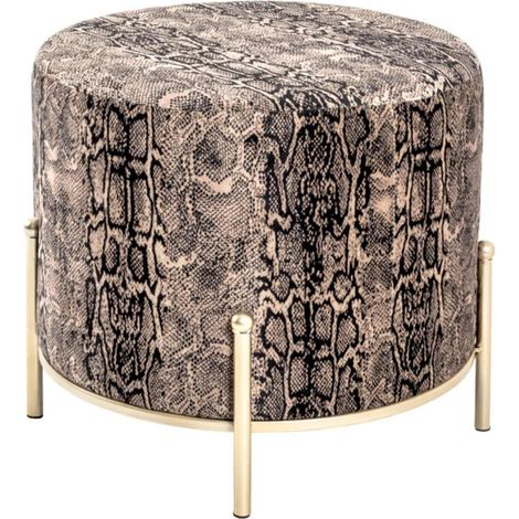 Tabouret en Velours "Motif Serpent" 35cm Marron