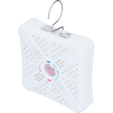 Déshumidificateur compact absorbeur d'humidité réutilisable renouvelable blanc ABS 14x14x4 cm pour armoire placard 8m³ kit avec base crochet câble (1/5)