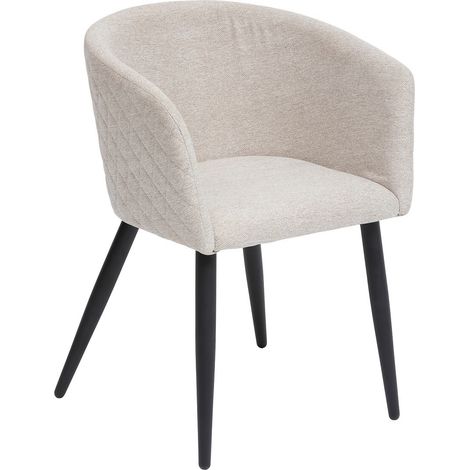 Atmosphera – Fauteuil de dîner en velours beige – Rembourrage mousse PU – Structure acier – Dossier enveloppant – Dimensions L. 55 x P. 55 x H. 76 cm (1/3)