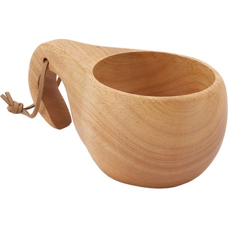 Gobelet en bois pour camping, style nordique, poli à la main, tasse portable avec anse pour café, thé ou lait (1/5)