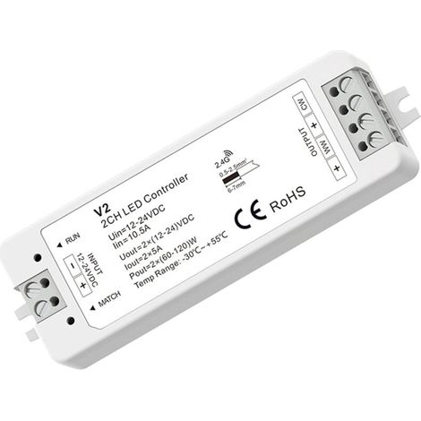 Contrôleur CCT 12-24V DC - 2 canaux - 5A/canal - RF 2.4GHz -