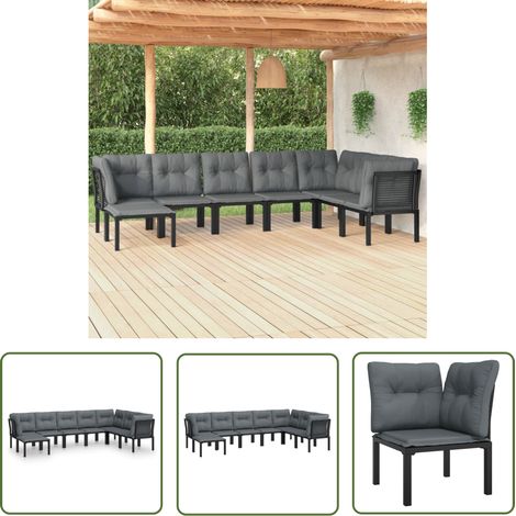 Furniture Limited - Salon de jardin 8 pcs noir et gris résine tre (1/5)