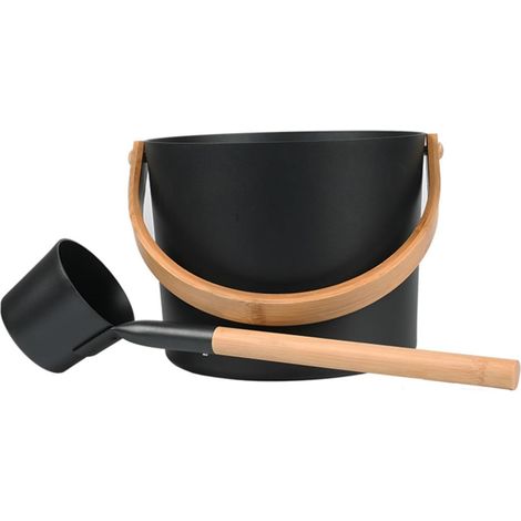 Ensemble seau et louche, seau en aluminium de 7 l et louche à long manche, accessoires de bain pour spa, maison, sauna, sauna avec louche et seau (1/5)