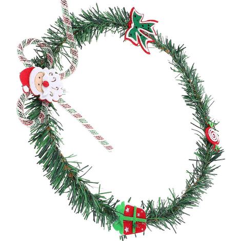 Guirlande de Noël verte en PVC, couronne décorative (4 pièces), ornement mural pour porte d'entrée (1/5)
