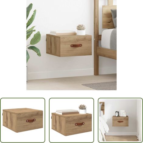 Rangement mural - Cabinet de chevet mural Chêne artisanal 35 x 35 x 20 cm (1/5)