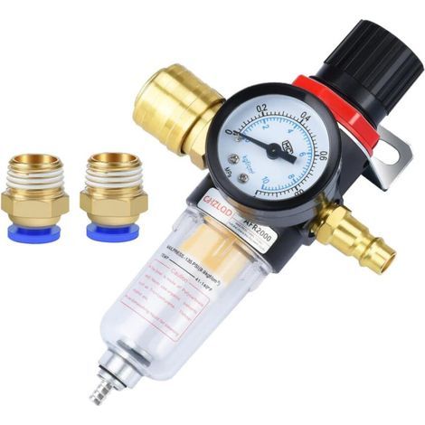 Druckluft-Wartungseinheit mit 1"- und 4"-Druckluftregler mit Wasserabscheider, deutschen Schnellkupplungen für Filter und Kompressor (1/5)