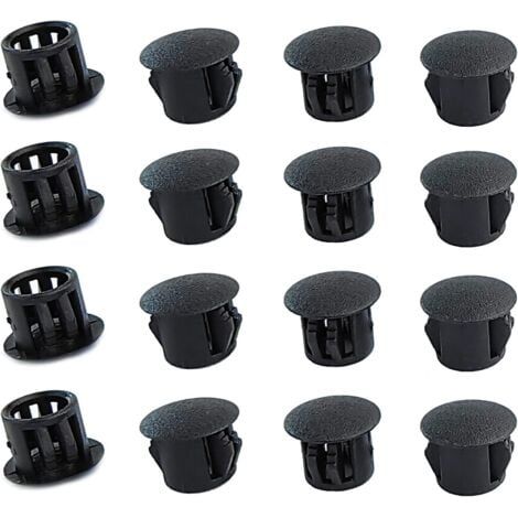 Bouchons ronds en plastique (noirs, 8mm), 20 pièces, couvercles de trous de meubles, couvercles de trous en plastique, bouchons de perçage pour serrures de trous de meubles (1/5)