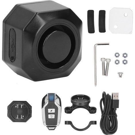Alarme de Vélo Rechargeable avec Télécommande, Systèmes D'Alarme avec Capteur de Vibrations Antivol avec Télécommande, Alarme de Moto étanche pour Remorque de Vélo (1/5)
