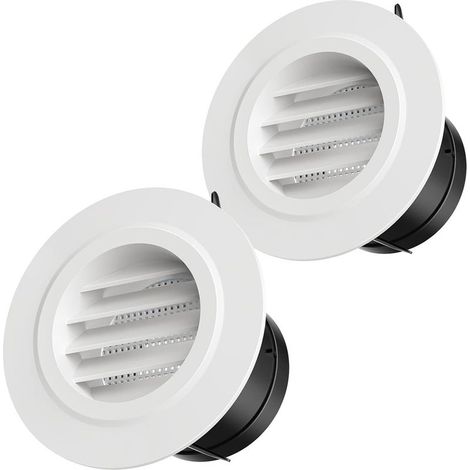 Lot de 2 100mm Grille de Ventilation en Plastique Aeration Ronde avec Moustiquaire Grille pour Intérieur et Extérieur Entrées et Sorties d'air Murales et de Plafond (1/5)