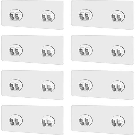 Lot de 8 crochets autocollants d'angle pour étagère de douche - Transparents - Pour étagère de salle de bain - Pour support de brosse à dents - Remplacement pour étagère d'angle de cuisine (1/5)
