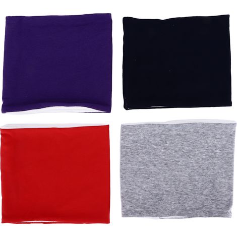 Lot de 4 cache-cous de couleurs différentes, simples et raffinés, en polaire de coton, pour enfants, pour l'école, le sport et le ski. (1/5)